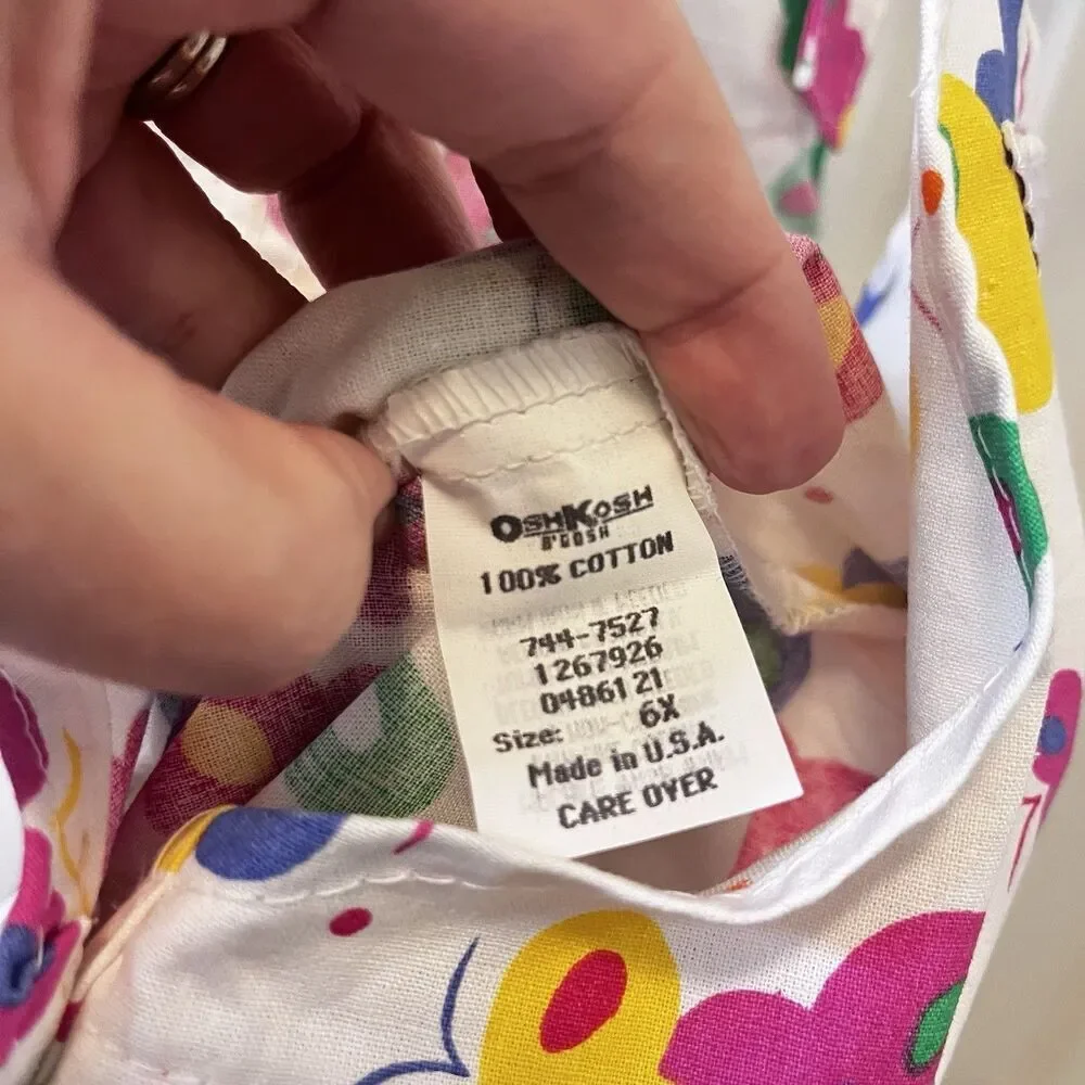 Vintage Oshkosh B'gosh Butterfly Overall Shorts Shortalls USA Girls 6X w/ TAGS
